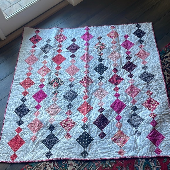 Bespoke Other - Handmade Chandelier Quilt Throw Blanket White Black Pink Red  (DOG NOT INCLUDED)